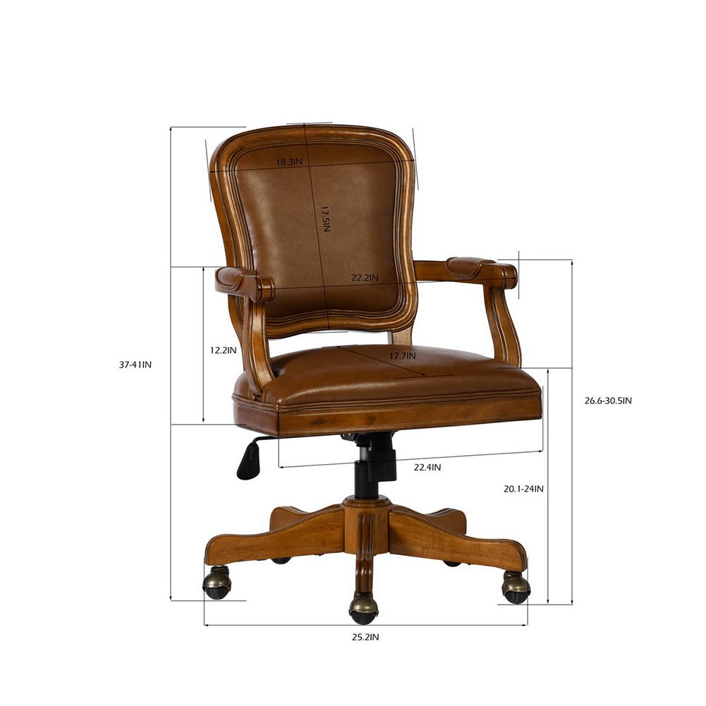 Home Office Chair Traditional Style Faux Leather Task Chair