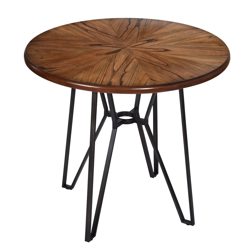 Round Solid Wood Bar Table, Black & Rustic Brown