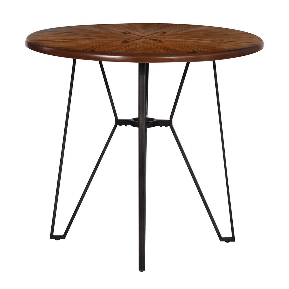 Round Solid Wood Bar Table, Black & Rustic Brown