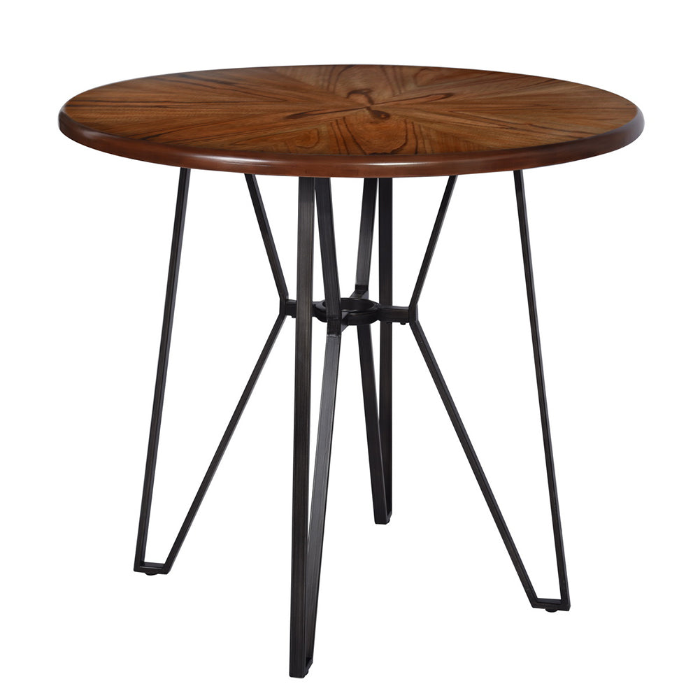 Round Solid Wood Bar Table, Black & Rustic Brown