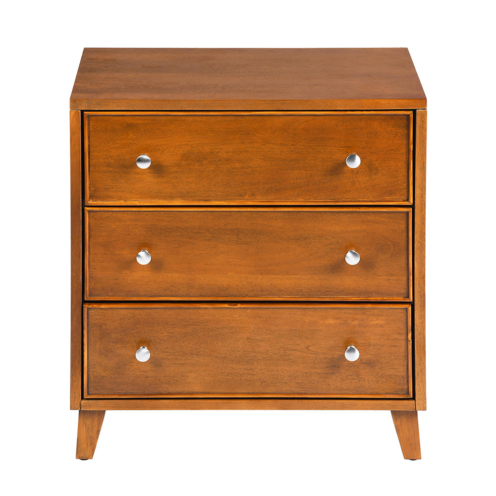 3 - Drawer Solid Wood Nightstand in Brown