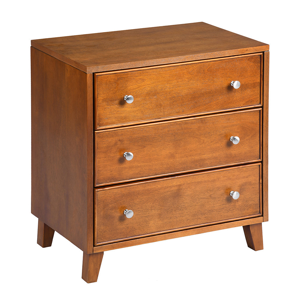 3 - Drawer Solid Wood Nightstand in Brown