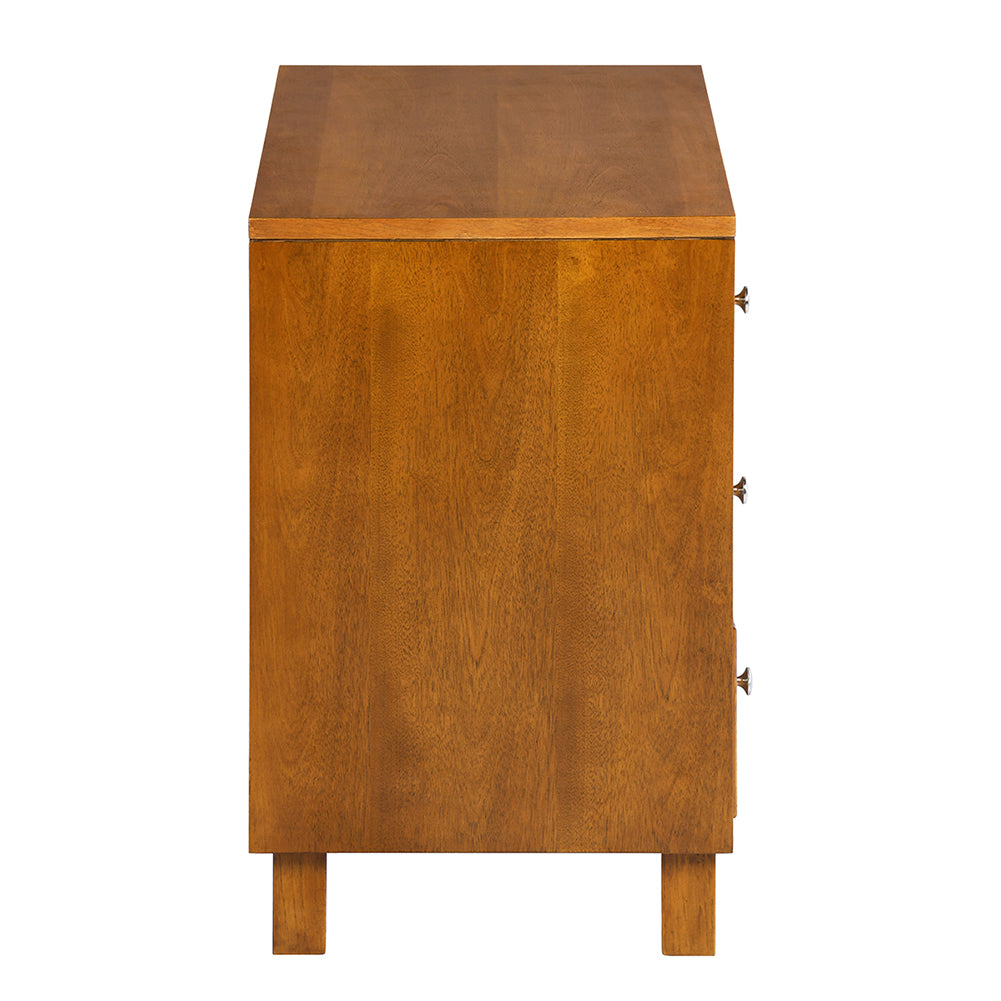 3 - Drawer Solid Wood Nightstand in Brown