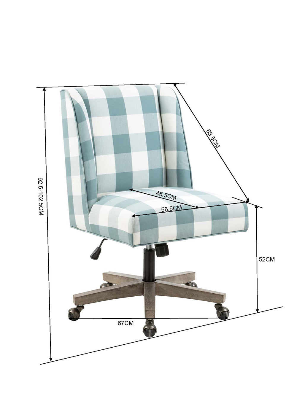 Home Office Fabric Upholstered Task Chair, Blue & White