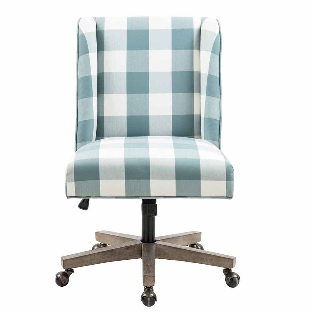 Home Office Fabric Upholstered Task Chair, Blue & White