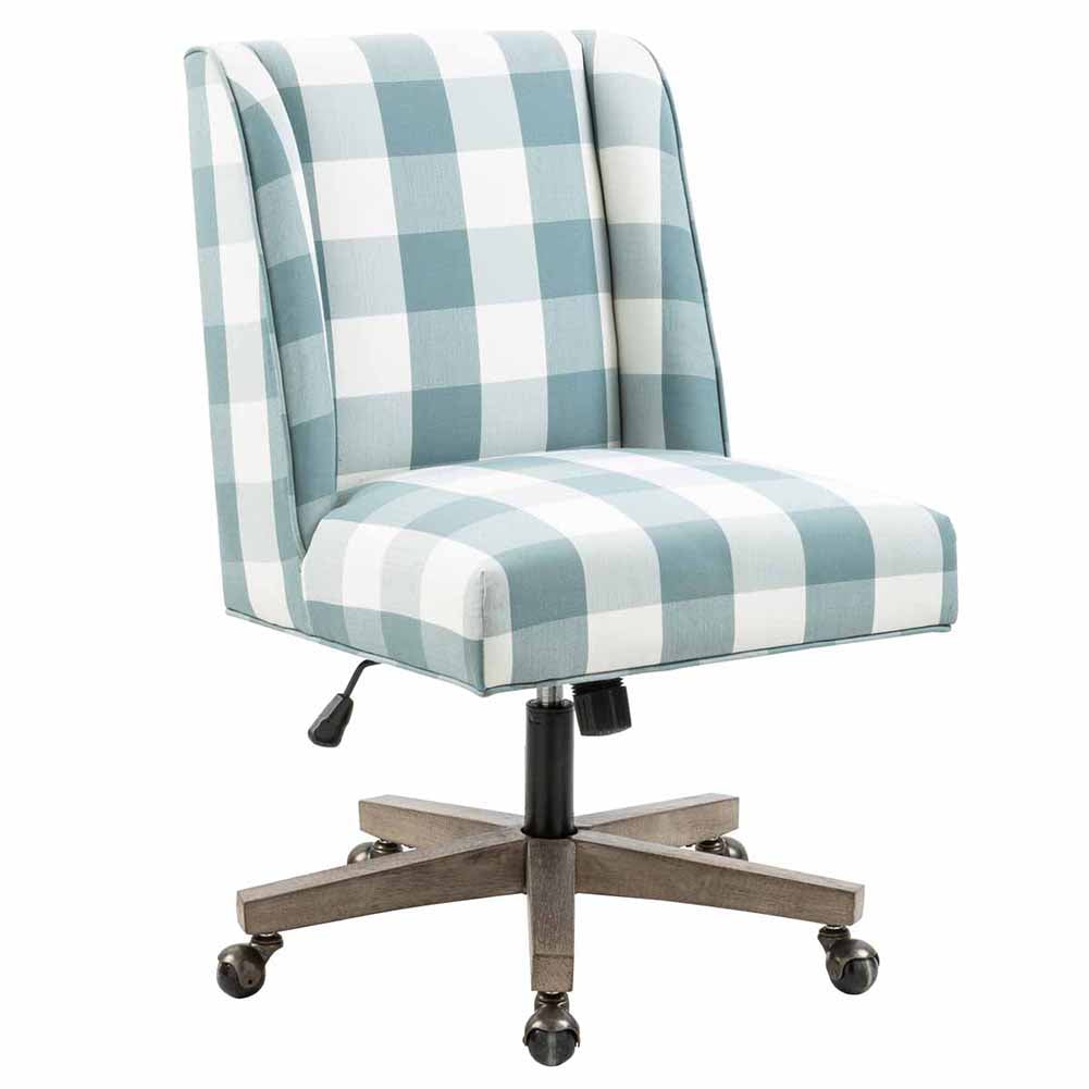 Home Office Fabric Upholstered Task Chair, Blue & White