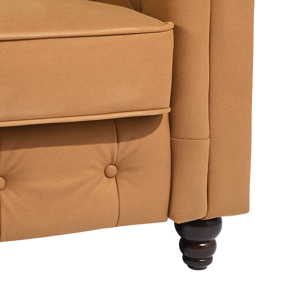 Tufted Upholstered Loveseats Arm Sofa, Camel