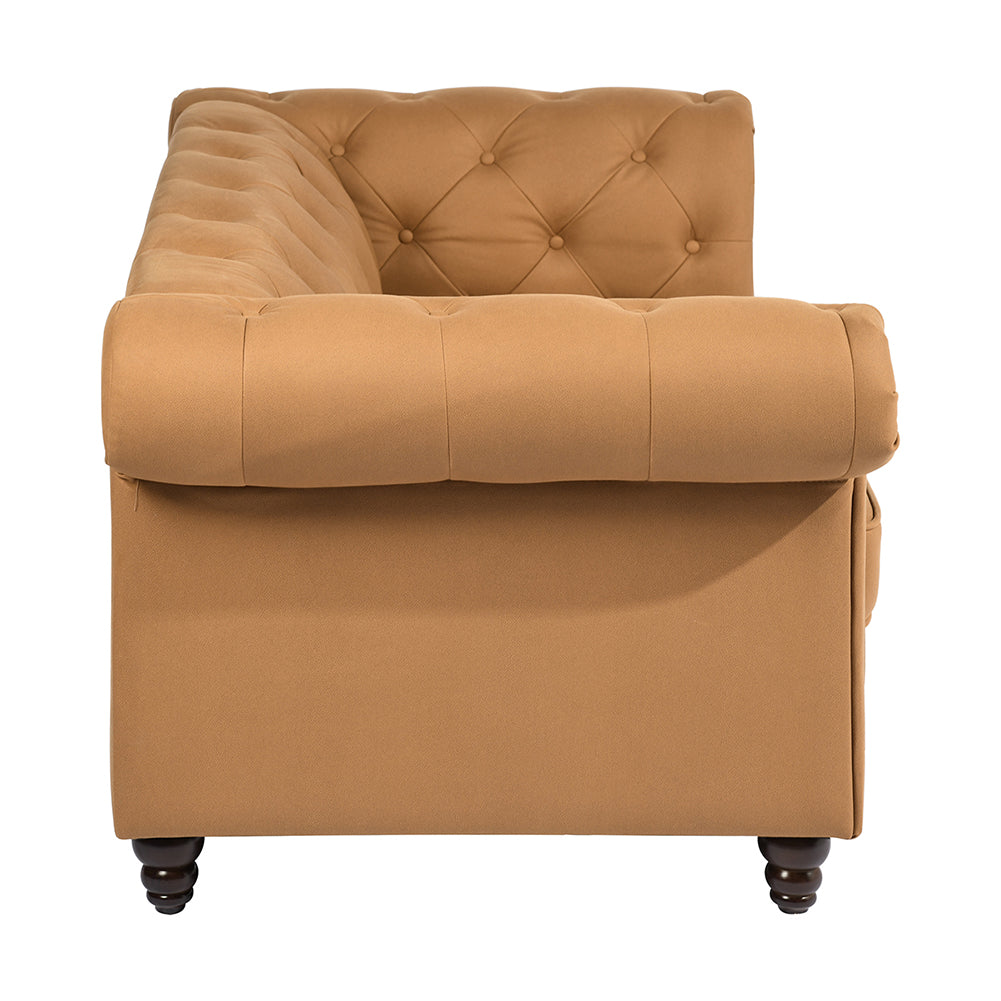 Tufted Upholstered Loveseats Arm Sofa, Camel