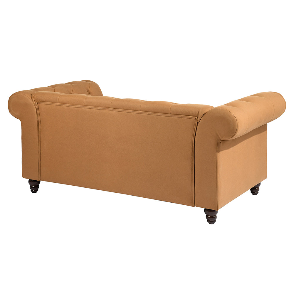 Tufted Upholstered Loveseats Arm Sofa, Camel