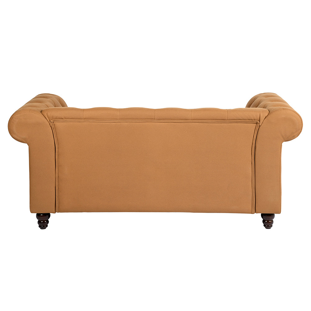 Tufted Upholstered Loveseats Arm Sofa, Camel