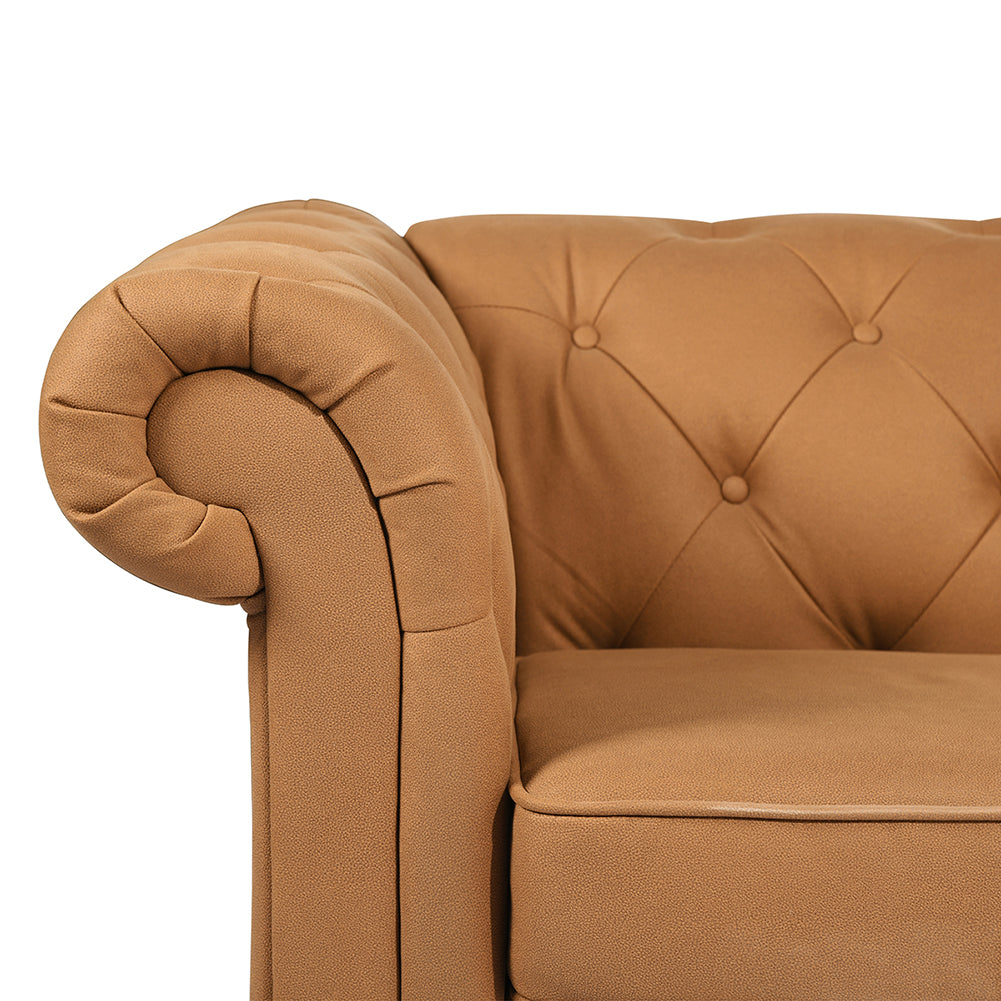 Tufted Upholstered Loveseats Arm Sofa, Camel