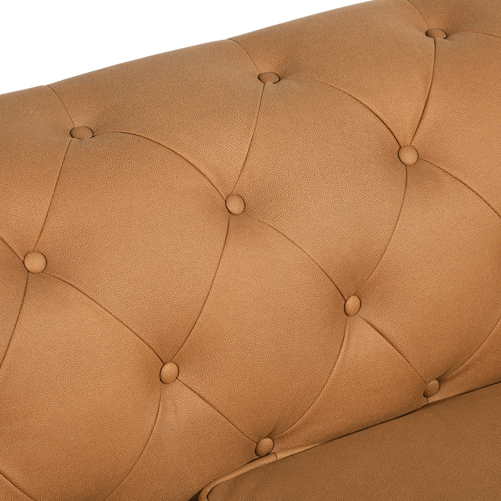 Tufted Upholstered Loveseats Arm Sofa, Camel