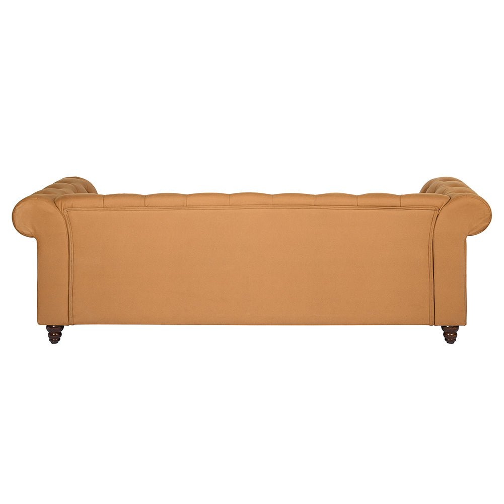 Tufted Upholstered Three-seater Arm Sofa, Camel