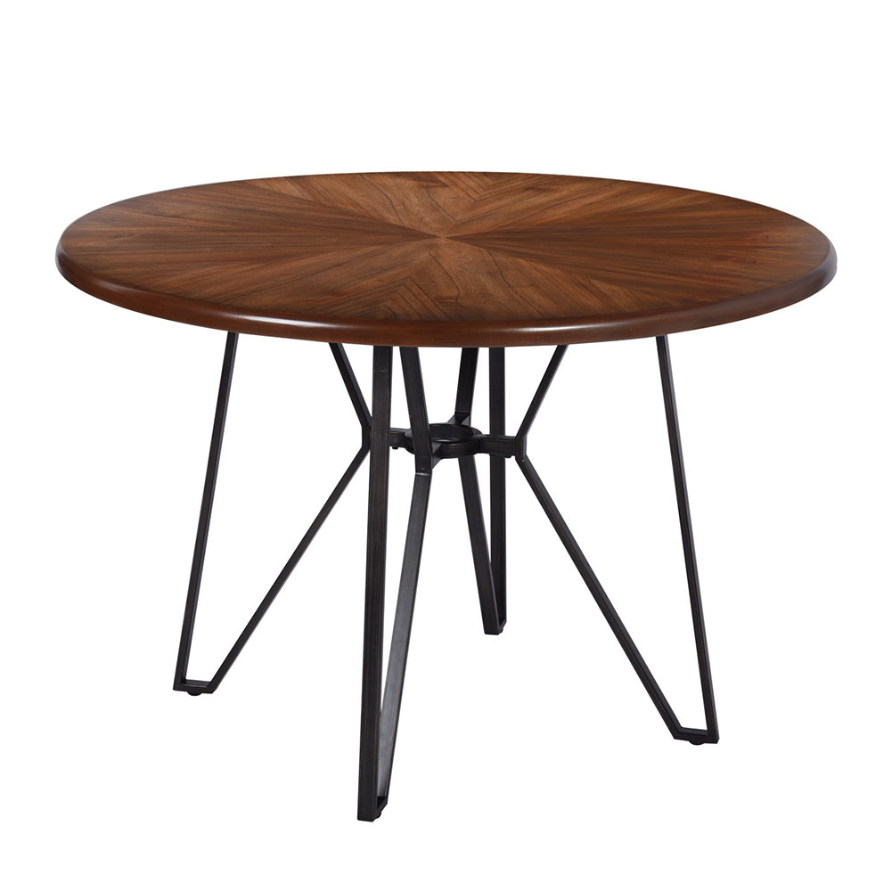 Round Solid Wood Dining Table, Black & Rustic Brown