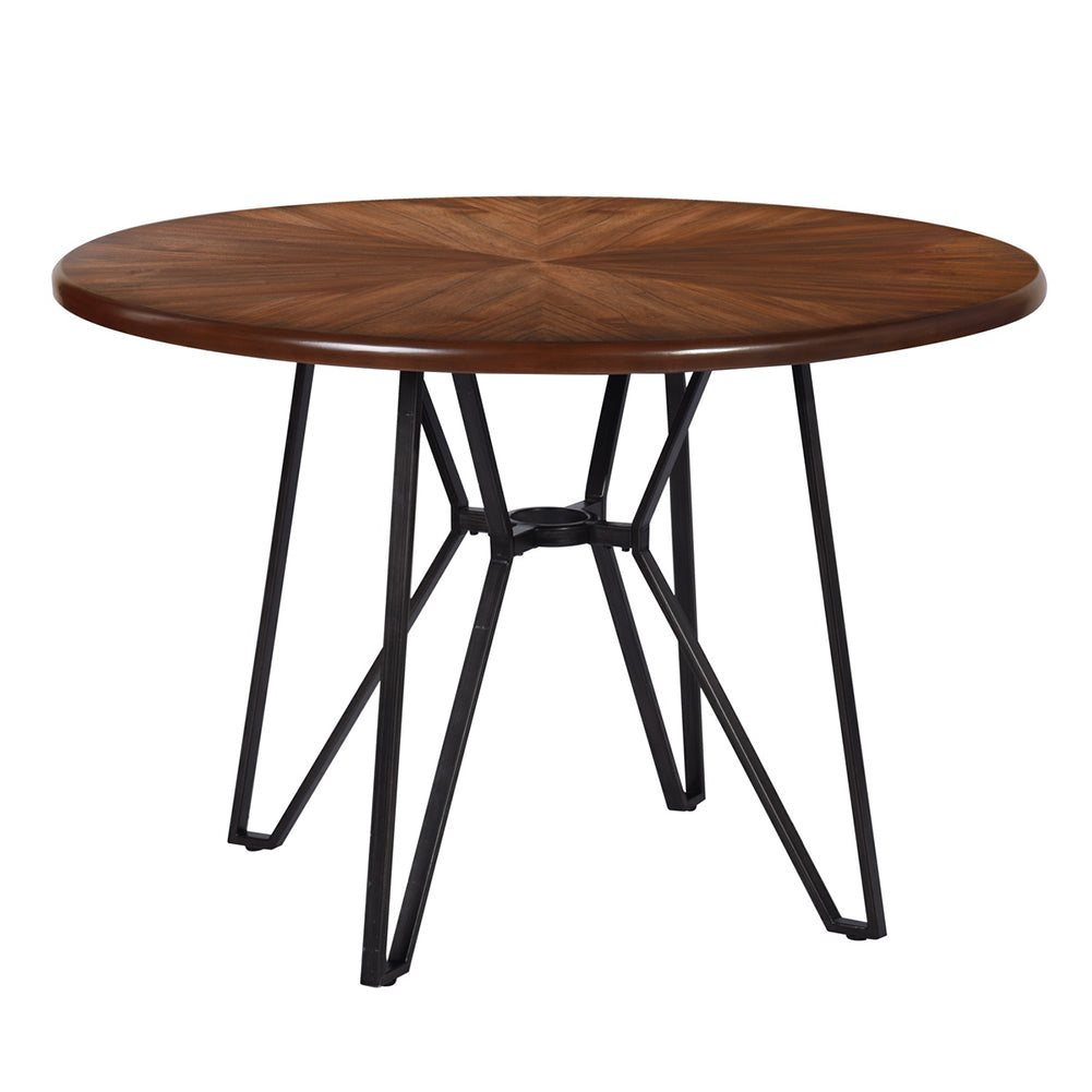 Round Solid Wood Dining Table, Black & Rustic Brown