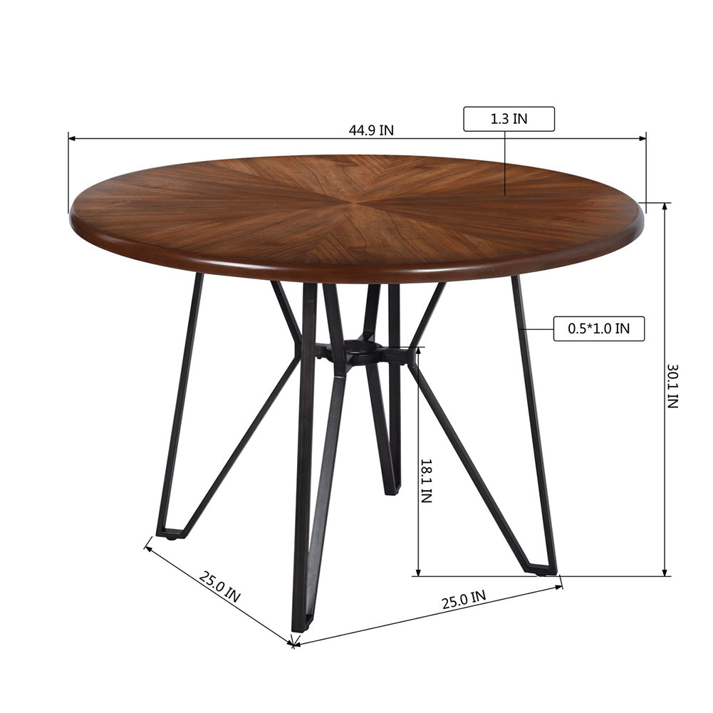 Round Solid Wood Dining Table, Black & Rustic Brown