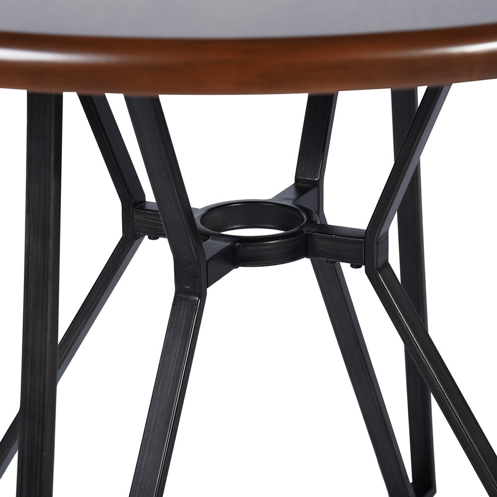 Round Solid Wood Dining Table, Black & Rustic Brown