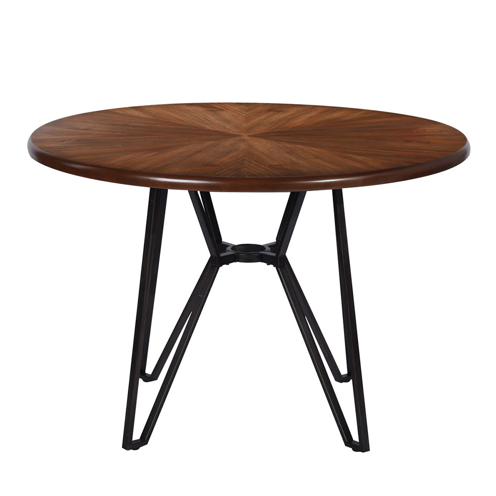 Round Solid Wood Dining Table, Black & Rustic Brown