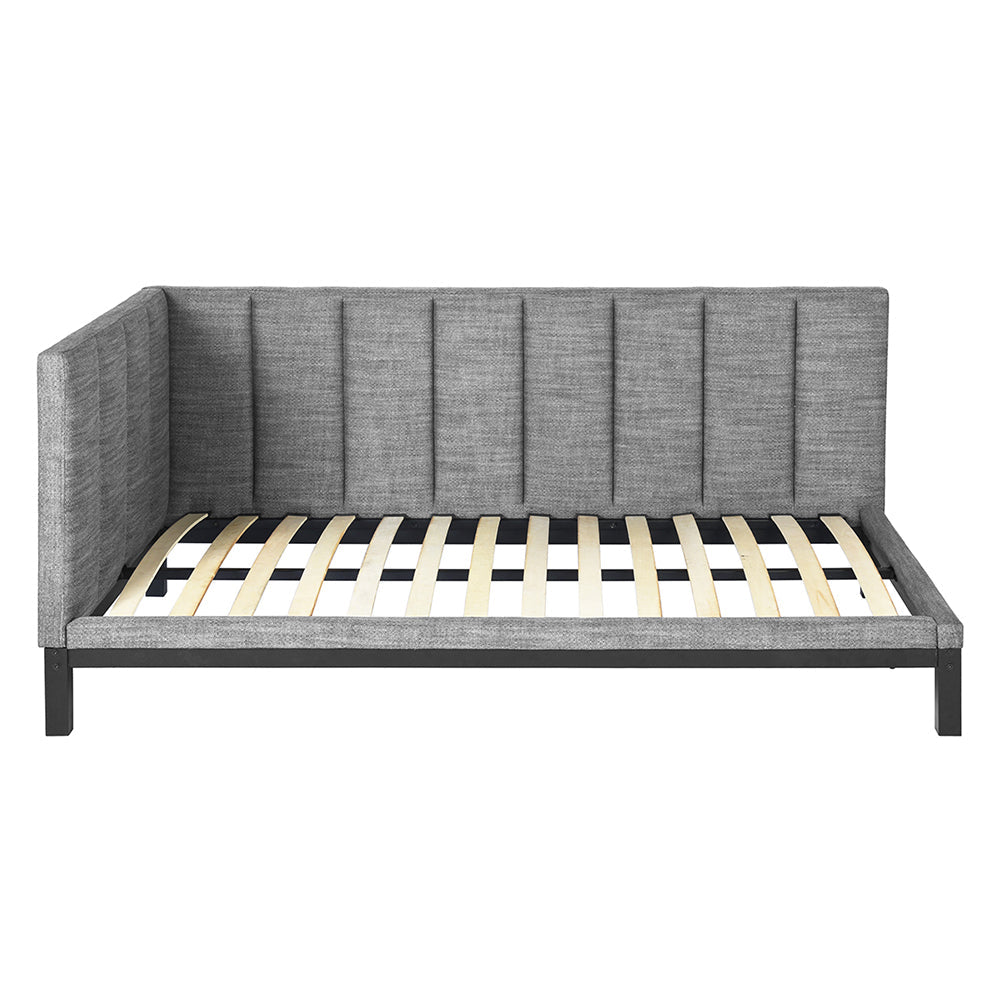 L-shaped Twin Low Profile Platform Bed, Gray