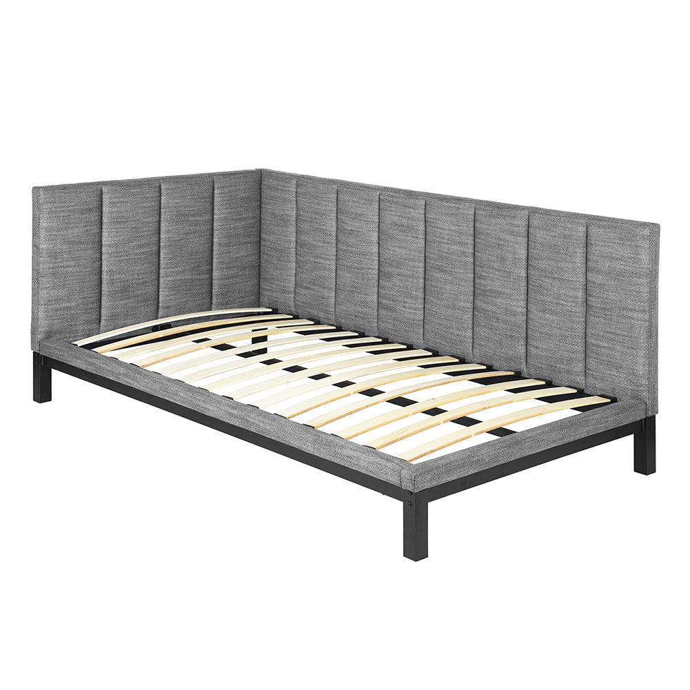 L-shaped Twin Low Profile Platform Bed, Gray