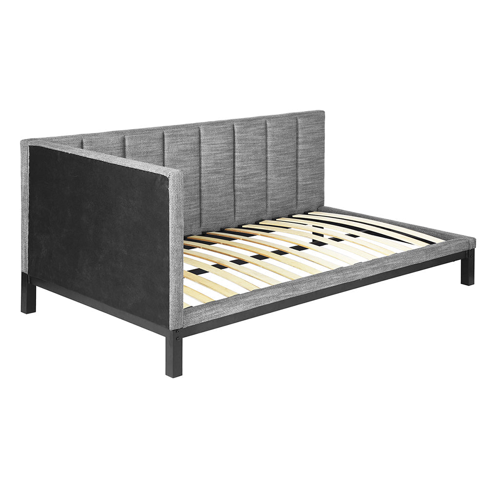 L-shaped Twin Low Profile Platform Bed, Gray