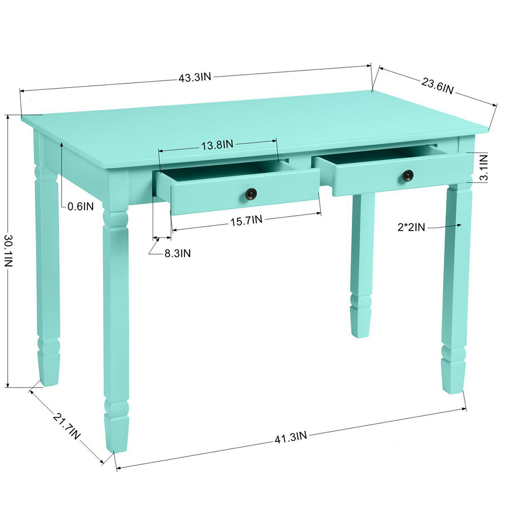 Home Office 43'' Computer Board Desk With 2 Drawers, Green