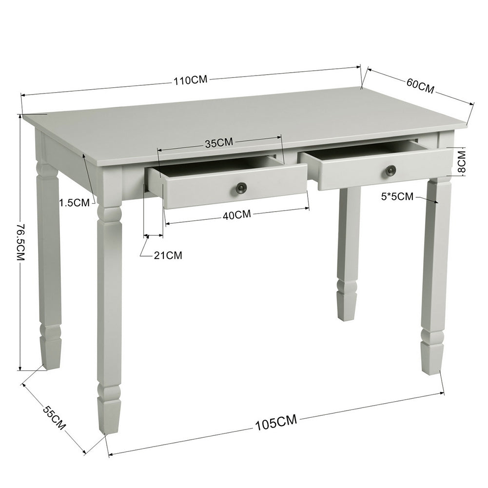 Home Office 43'' Computer Board Desk With 2 Drawers, White