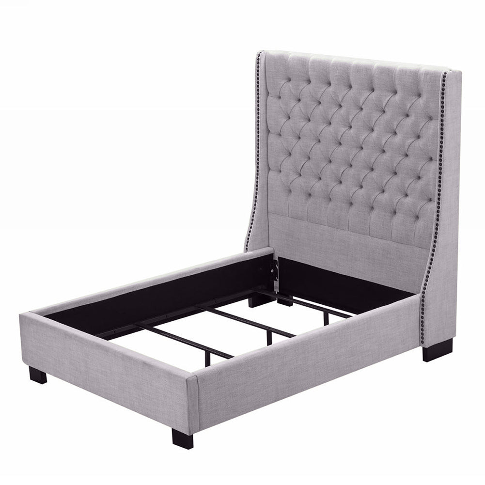 Upholstered Tufted Wood Frame Full Platform Bed, Gray