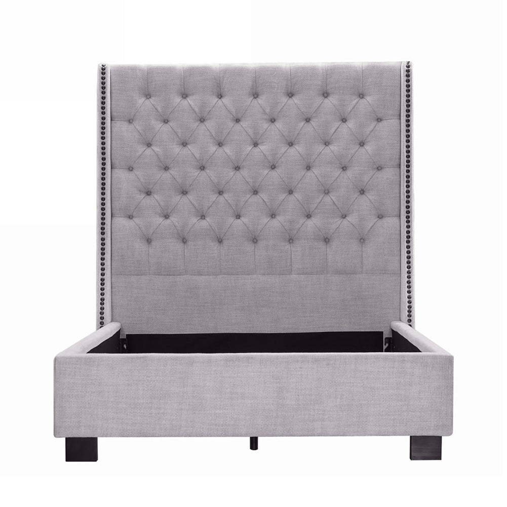 Upholstered Tufted Wood Frame Full Platform Bed, Gray