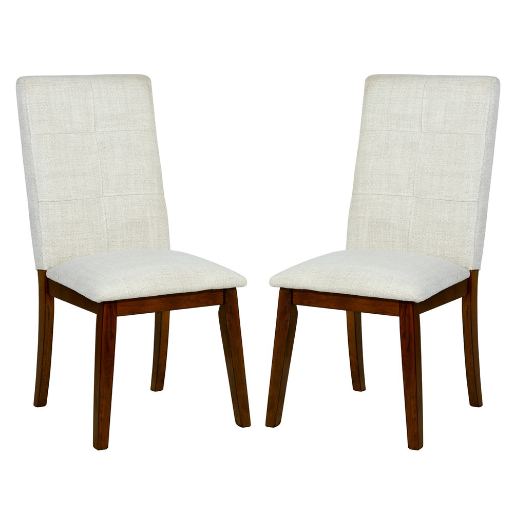 Fabric Upholstery Wooden Dining Chair (Set of 2) Beige