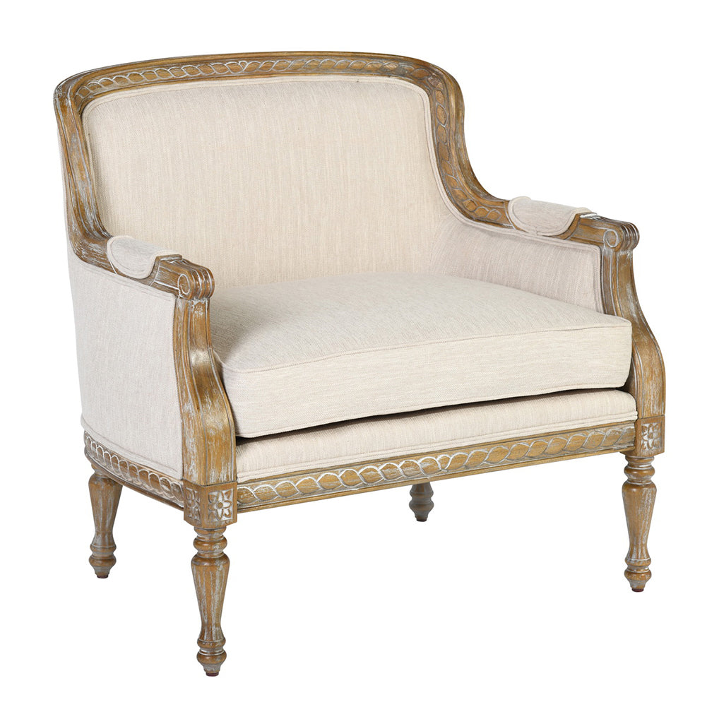 Upholstered Armchair Sofa Chair, Beige + Natural