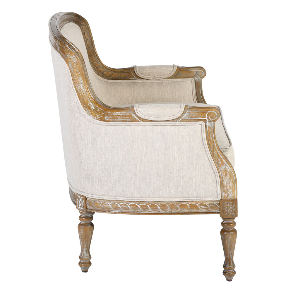 Upholstered Armchair Sofa Chair, Beige + Natural