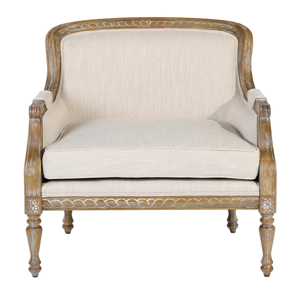 Upholstered Armchair Sofa Chair, Beige + Natural