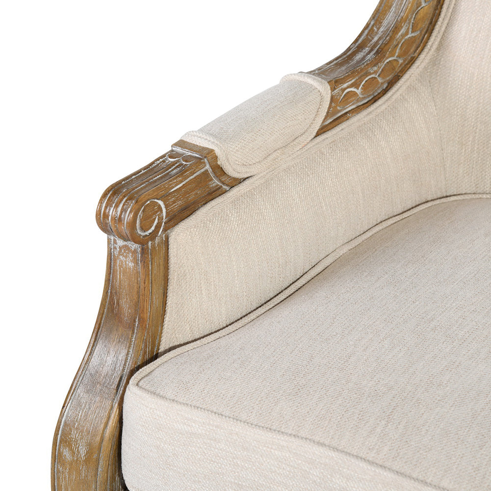 Upholstered Armchair Sofa Chair, Beige + Natural