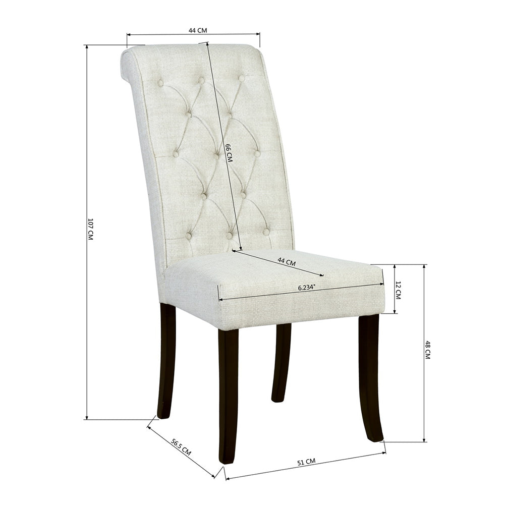 Tufted Upholstered Side Chair/Dinning Chair (Set of 2), Beige