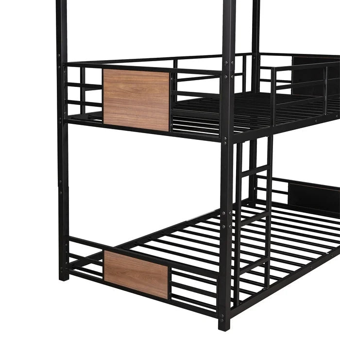 Metal Twin Size Triple Bunk Bed, Black