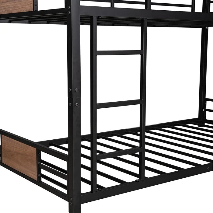 Metal Twin Size Triple Bunk Bed, Black