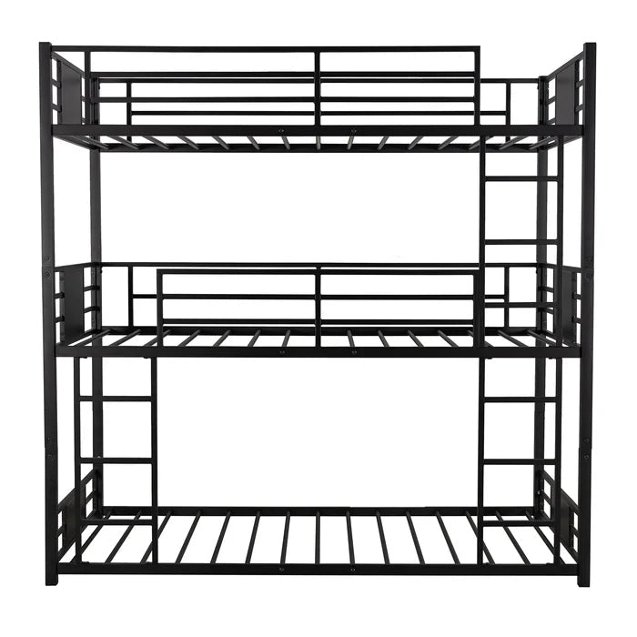 Metal Twin Size Triple Bunk Bed, Black