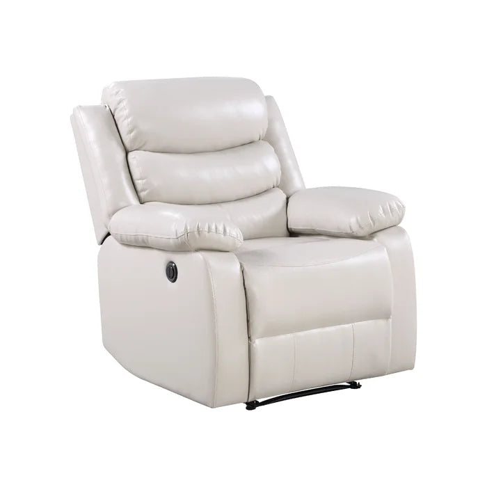 39'' Wide Faux Leather Power Standard Recliner, Beige