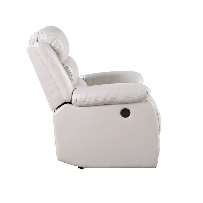 39'' Wide Faux Leather Power Standard Recliner, Beige
