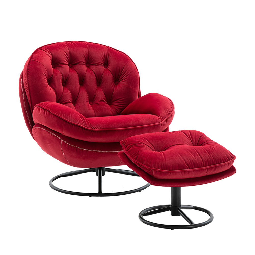 Velvet Swivel Chair and Ottoman