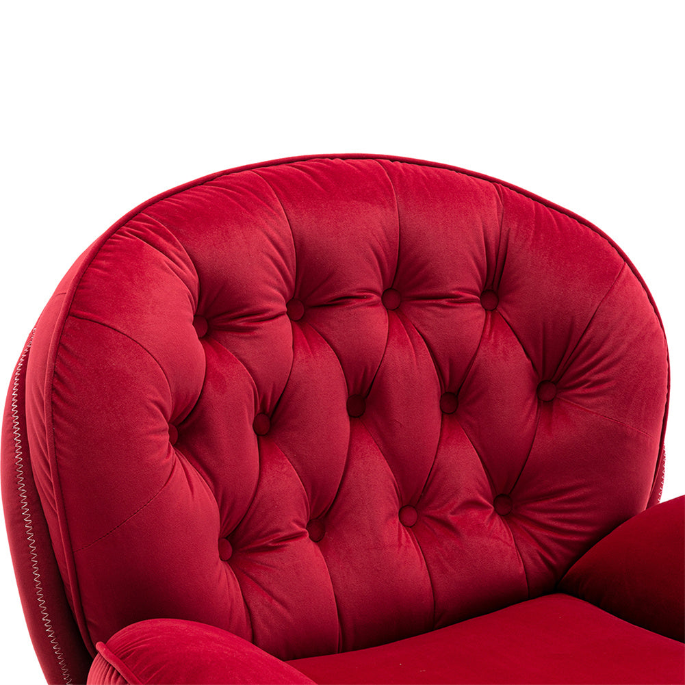 Velvet Swivel Chair and Ottoman