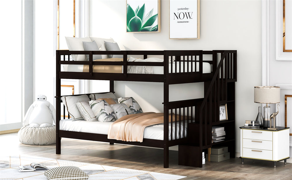 Full-over-Full Bunk Bed with SStorage Stairs