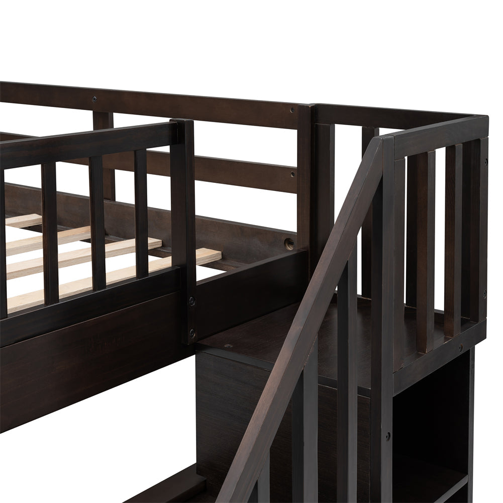 Full-over-Full Bunk Bed with SStorage Stairs