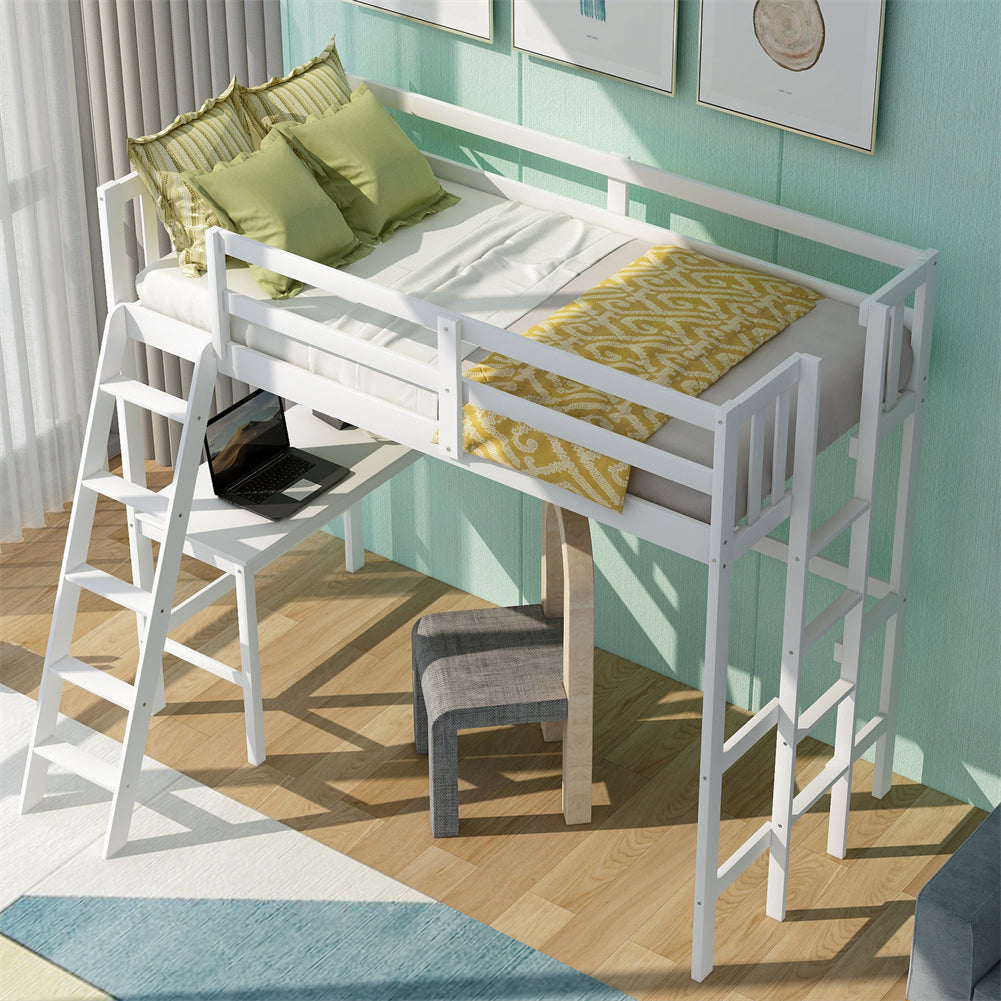 Twin Size Loft Bed with Desk