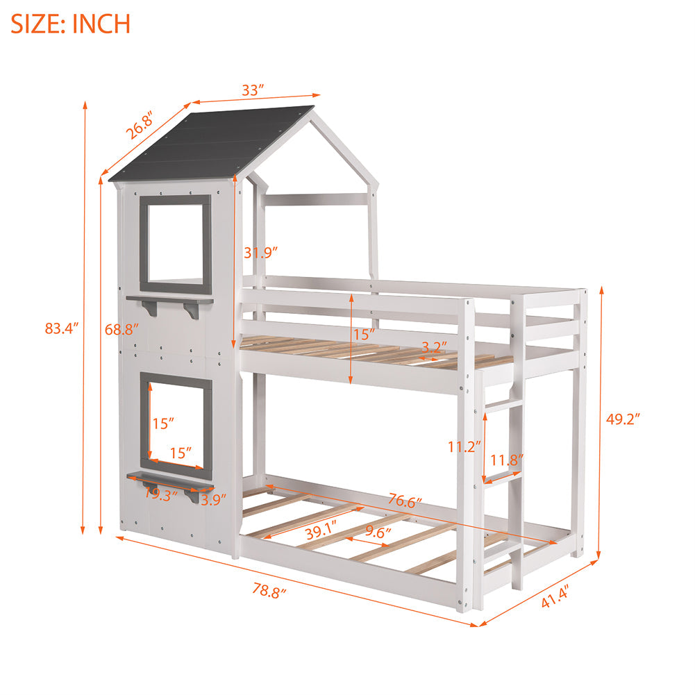 Tree House Twin-Over-Twin Kids Bunk Bed