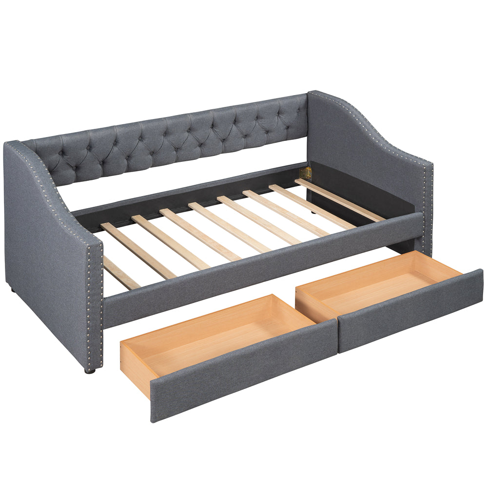 Upholstered Daybed with Drawers