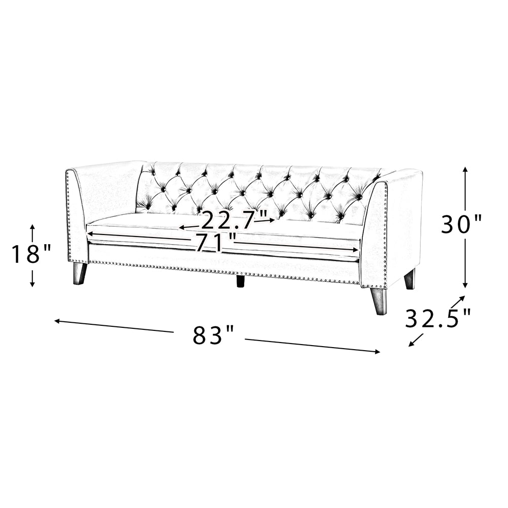 Tufted Sofa with Nailhead Trim