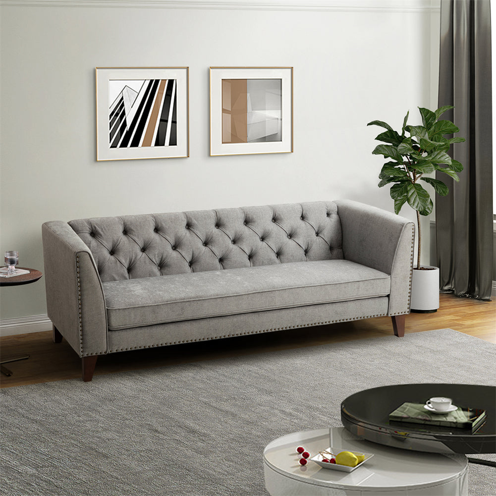 Tufted Sofa with Nailhead Trim