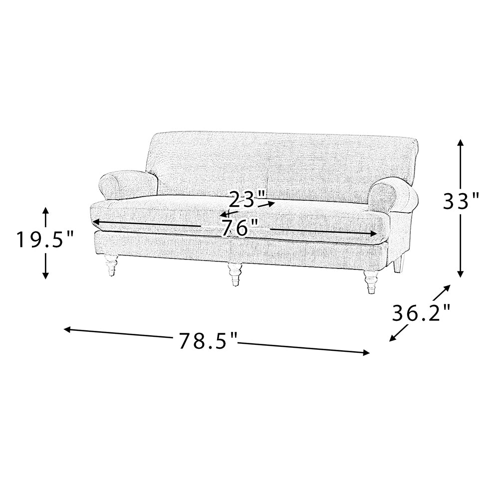 Tufted Sofa with Rolled Arms